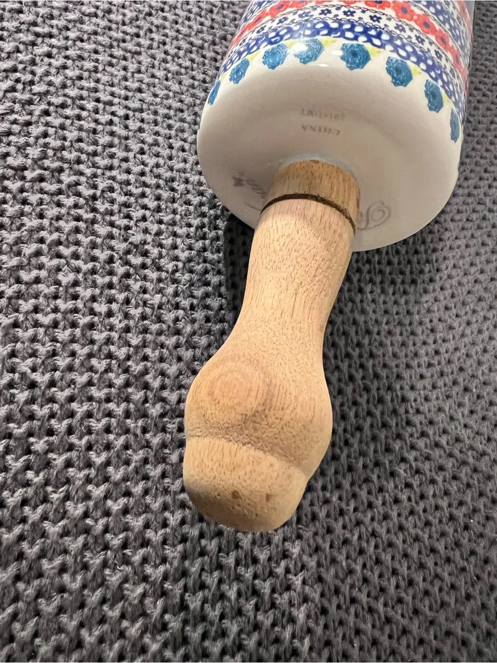 The Pioneer Woman Fiona Floral Ceramic Rolling Pin, Retired, Wood Handles 18in